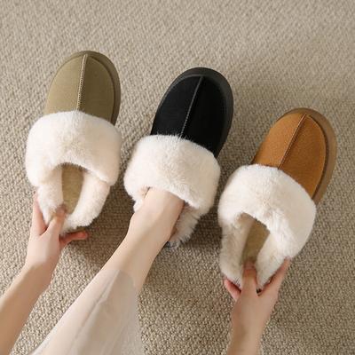 Fashion New Winter Fuzzy Women Slippers Indoor Soft House Shoes Fashion Brand Fluffy Suede Women Shoes Outdoor Antiskid Flat Slippers