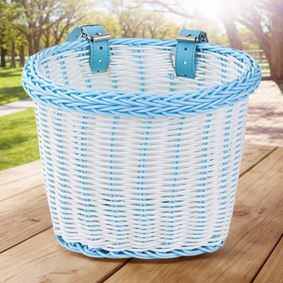 Bike Front Basket Adjustable Leather Straps Handwoven Bicycle Basket Waterproof Bicycle Storage Basket for Kids Adult Bikes