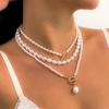 Elegante Collana Girocollo con Ciondolo Cuore d'Amore in Finta Perla Vintage da Donna Punk Fibbia OT Catena di Perline Gioielli Wed Accessori Y2K