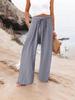 Bohemian Solid Color Drawstring Beach Pants - New Loose Casual Trousers