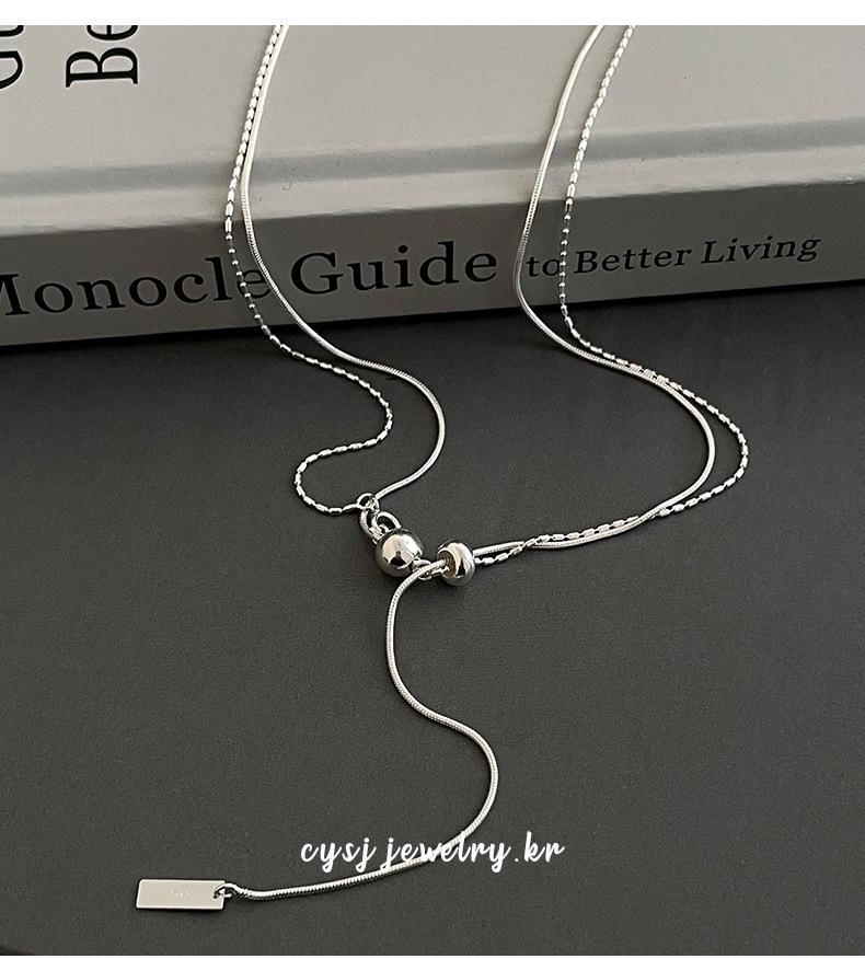 Cui Yan S925 Sterling Silber Doppellagige Runde Perle Koreanischer Stil Verstellbare Choker-Halskette für Damen