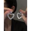 Needle Fashion Zircon with Diamond Love Heart Earrings High-Key Dignified Eardrops Internet Celebrity Easiest for Match Fashion Generous Earrings