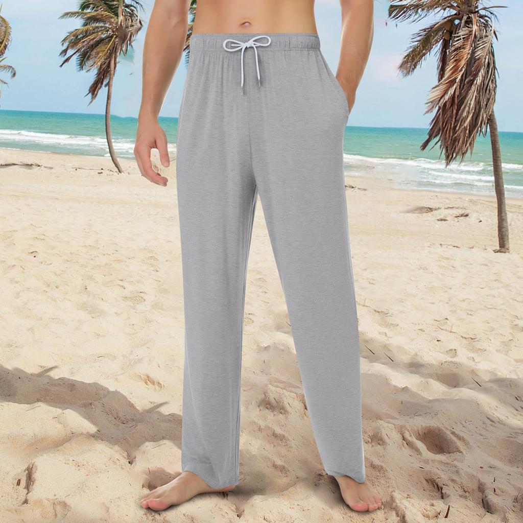 Men's Home Soft Pajama Pants Drawstring With Pockets Casual Sports Pants