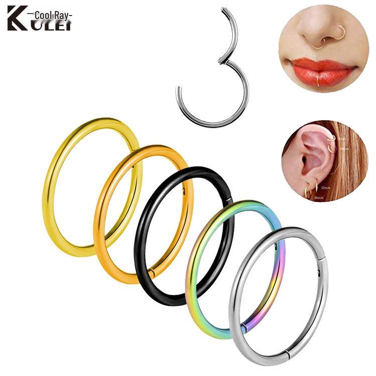 

Coolray Титановая нержавеющая сталь Бесшовное кольцо-застежка для носа и серег 1.2MM x 9MM