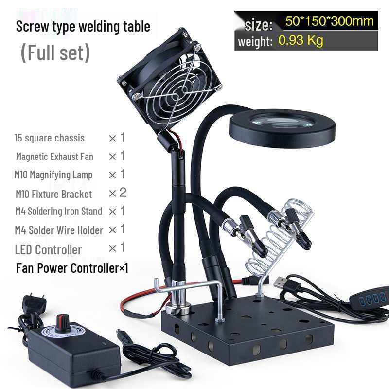 Electric Soldering Station Kit with Magnifying Glass, Fume Extractor, and Magnetic Repair Tools