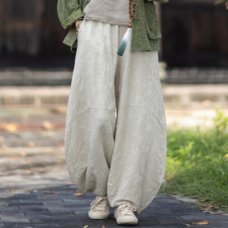 Johnature Women Vintage Jacquard Shirts Tops Stand Long Sleeve Pockets Blouse Autumn Chinese Style Shirts