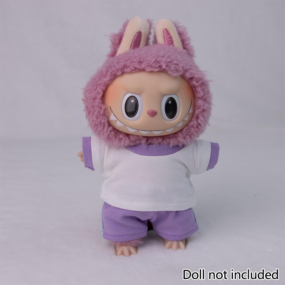 For 17cm Labubu Doll Clothes Fashion Clothes T-Shirts Doll Clothes Color Match Shorts Dolls Accessories Cute Decoration Little Clothes