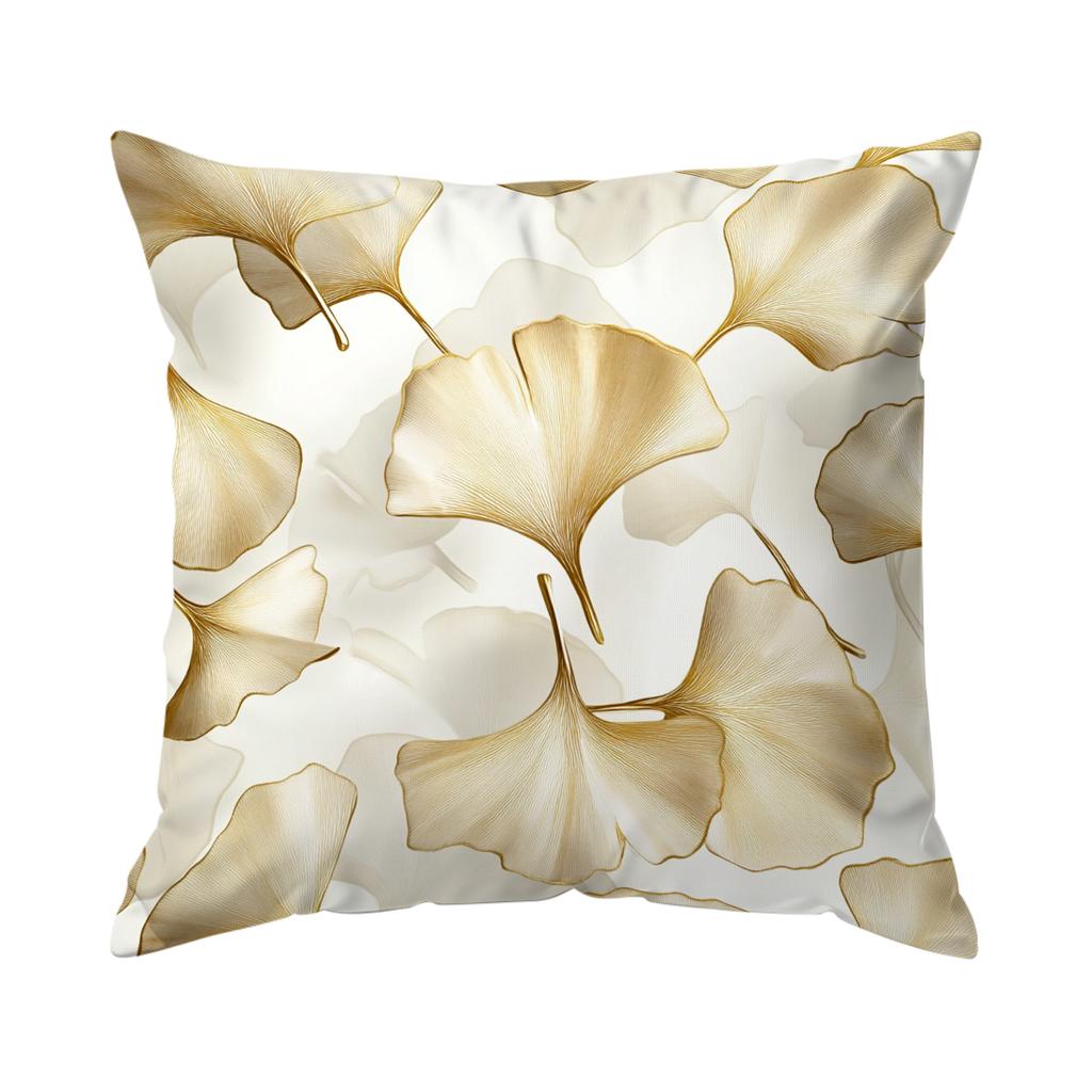 Golden Leaves Cushion Pillowcase Printed Polyester 40/45/50Cm Throw Pillowcover Decorative Sofa Cushion Pillowslip Home Decor
