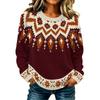 Women's Casual Long Sleeve Round Neck Knit Sweater with Geometric Print