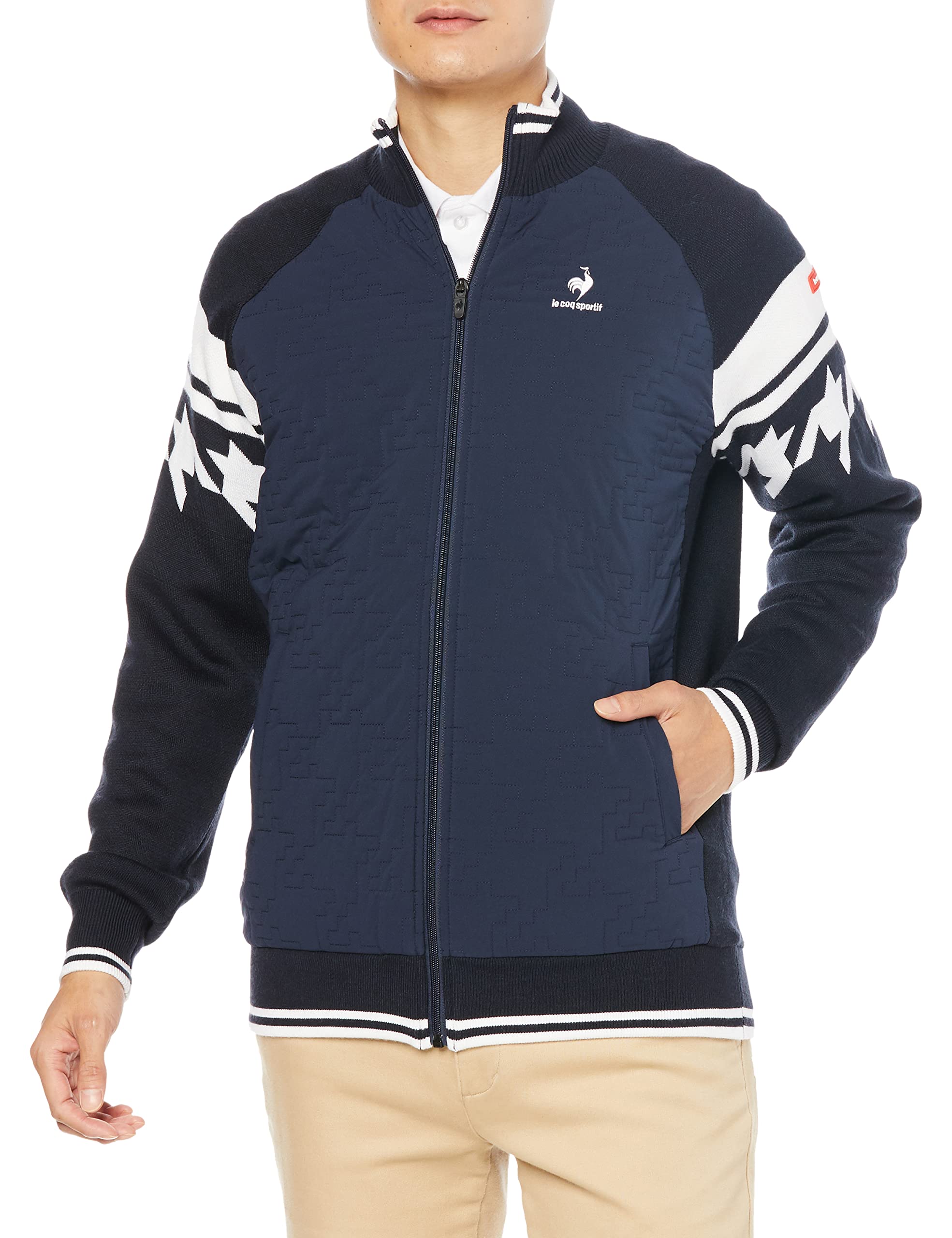 

Le Coq Sportif Golf NV00 2022 Golf HeatNavi with Sleeve Size M Men s (Navy) Fall/Winter Top, Windproof, Warm, Washable, Hybrid, Panels, (Japan Size)