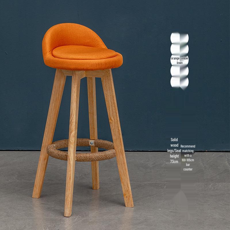 Nordic Solid Wood Swivel Bar Stool - Modern Minimalist Design for Home Bars