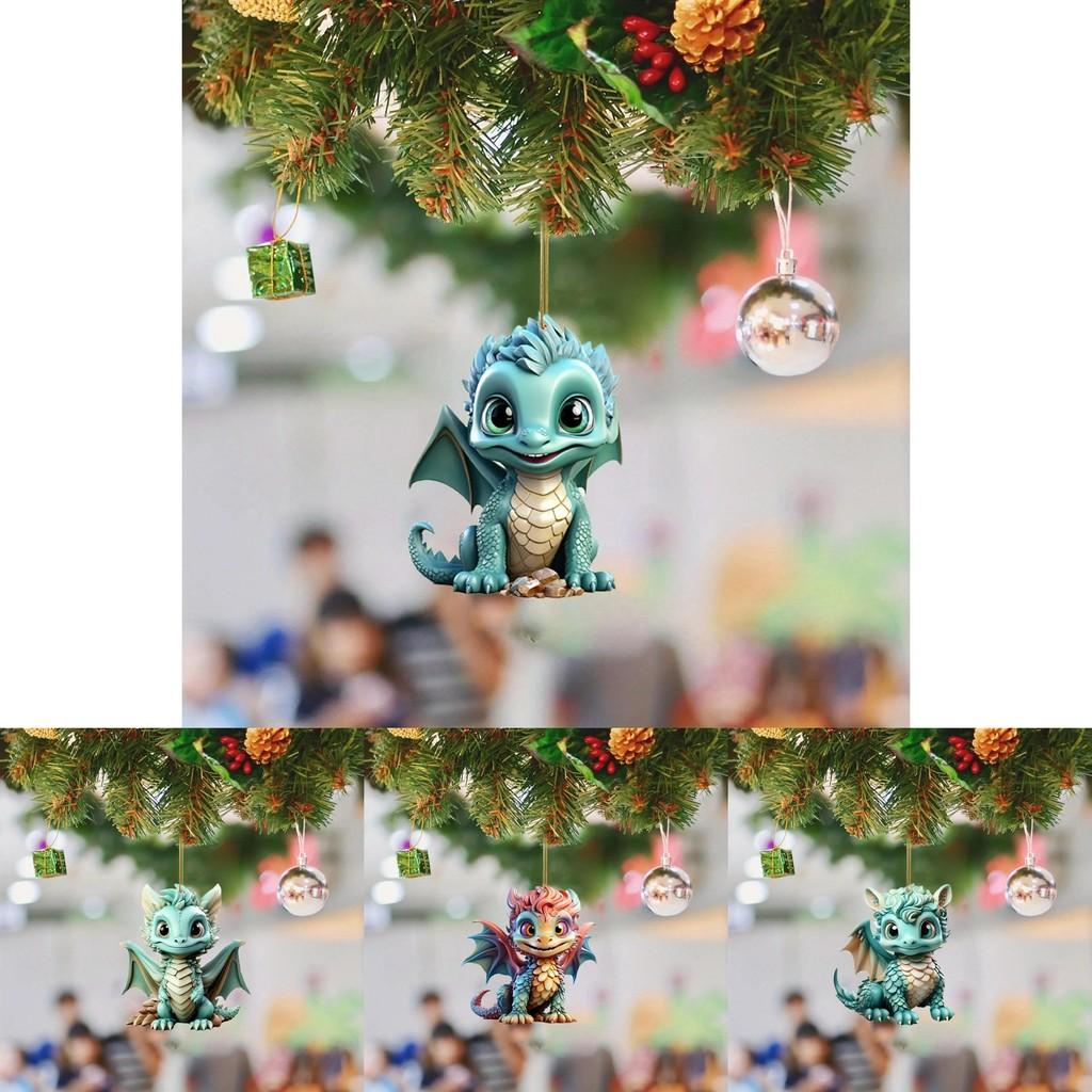 Adorable Cartoon Christmas Dragon Car Pendant Decorative Ornament For Festive Charm