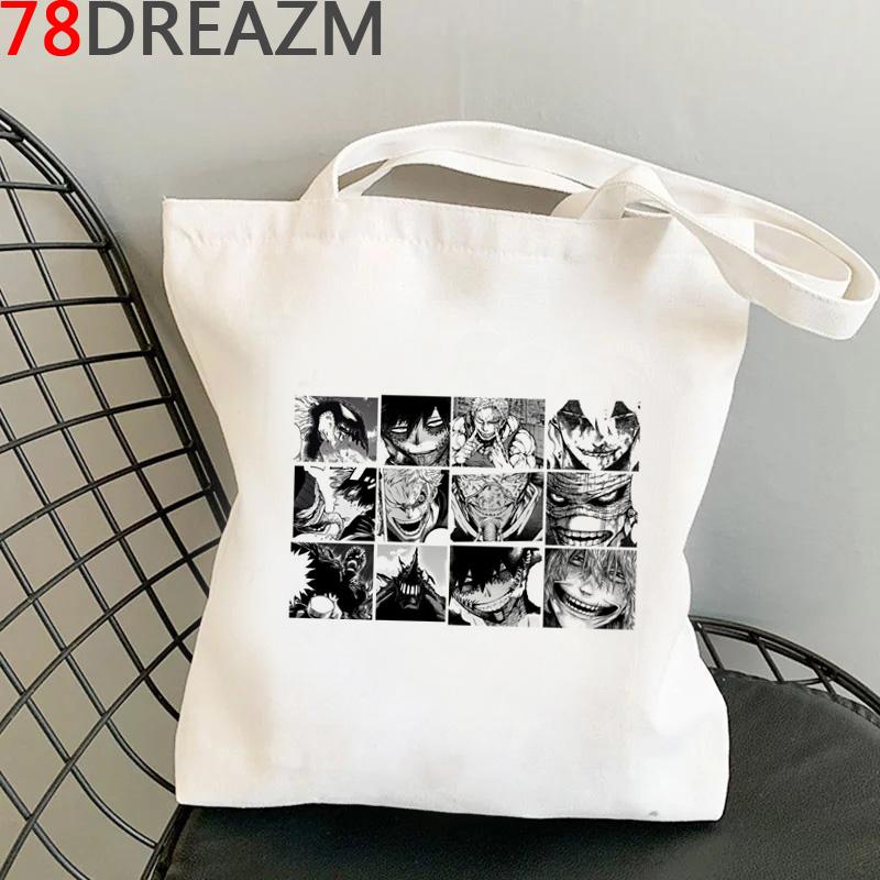 My Hero Academia nákupní taška tote eco shopper obchod s potravinami plátěná bavlněná taška tkaná sacola opakovaně použitelná zakázková