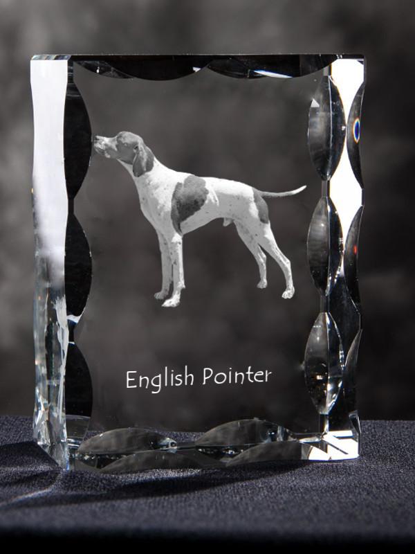 English Pointer - Crystal with a Picture of a Dog, Glass Statuette with a Picture, Unique Frame with a Picture from Art-Dog Brand