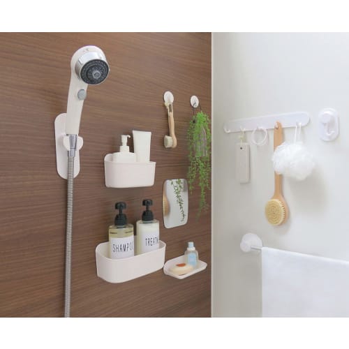 Towa Sangyo Magnetic Bath Towel Hanger, White, Approx. 45.1 x 5.3 x 6.7 cm, Sticks to Bathroom Walls