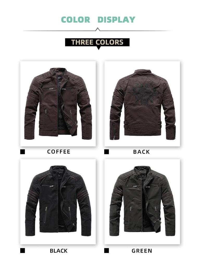 Men's Frosted Leather Motorcycle Jacket - Slim Fit, Trendy PU Autumn/Winter Fashion
