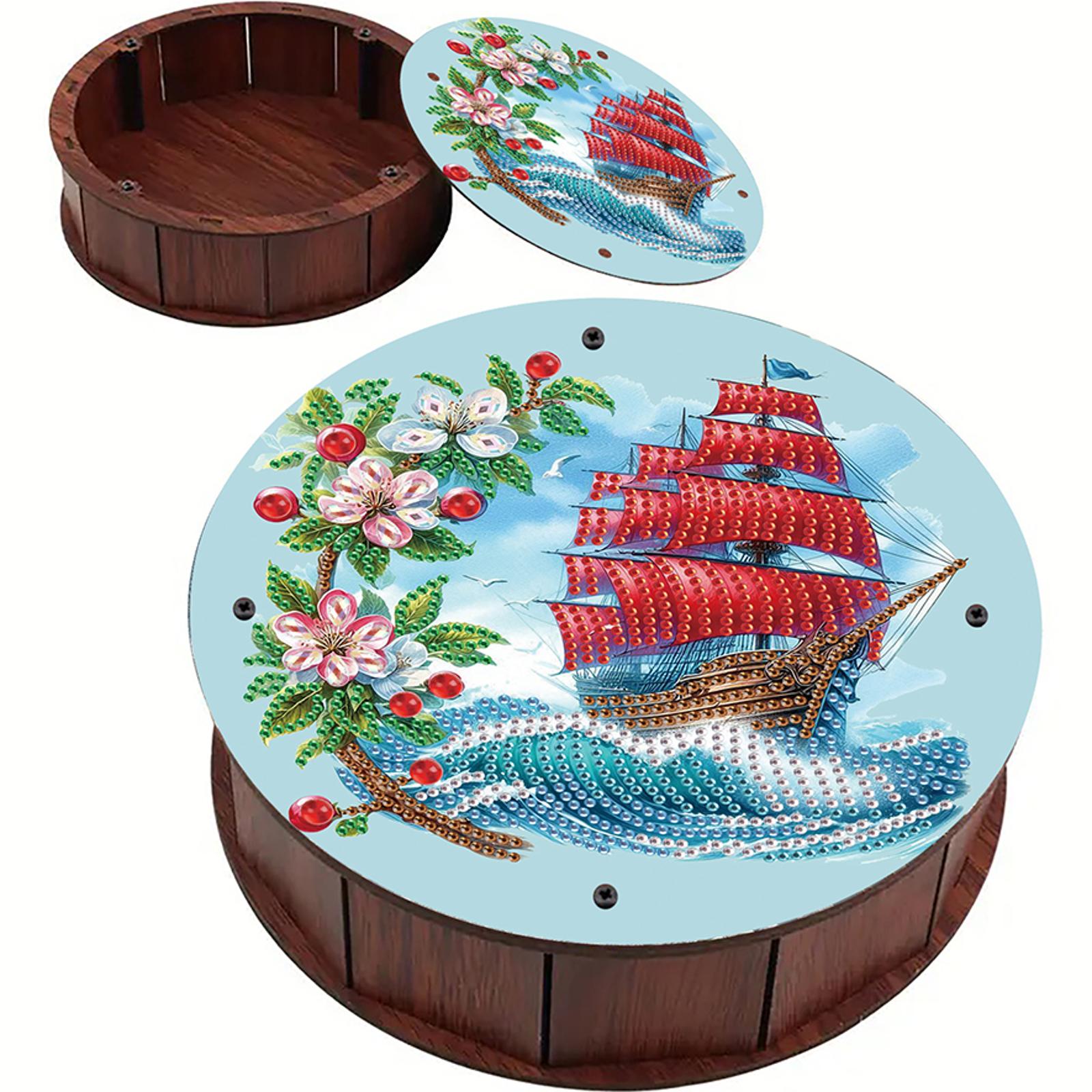 

5D DIY Diamond Art Handmade Storage Box Partial Drill Crystal Mosaic Storage Container Wooden for Home Car Desk Decoration Craft