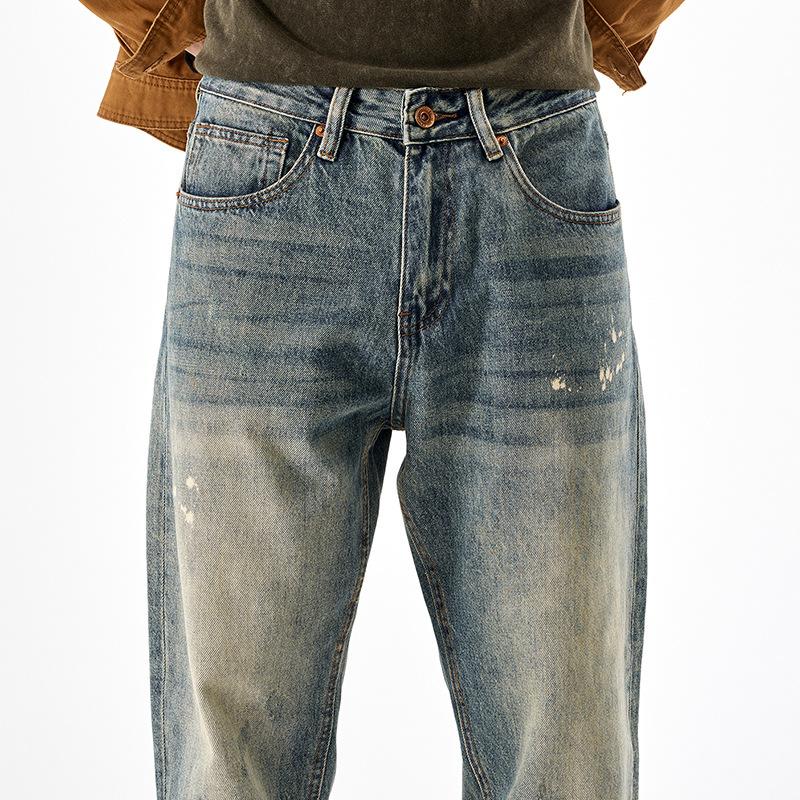 American Retro Jeans Men's Trendy Brand Loose Straight Large Size Casual Trousers Non-elastic Daniel Daddy Denim Pants