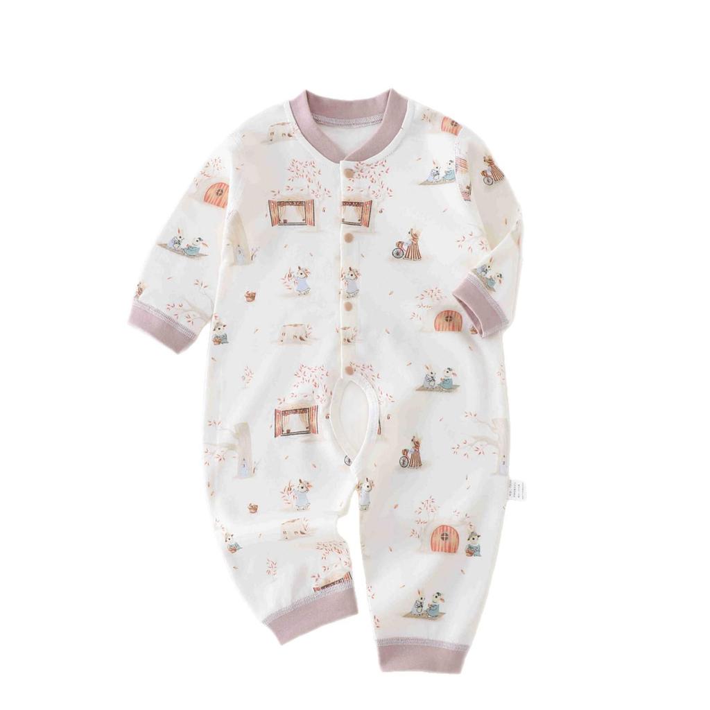 Baumwolle Klasse A Baby Strampler mit offenem Schritt - Langarm Neugeborenen Krabbelanzug für Frühling & Herbst