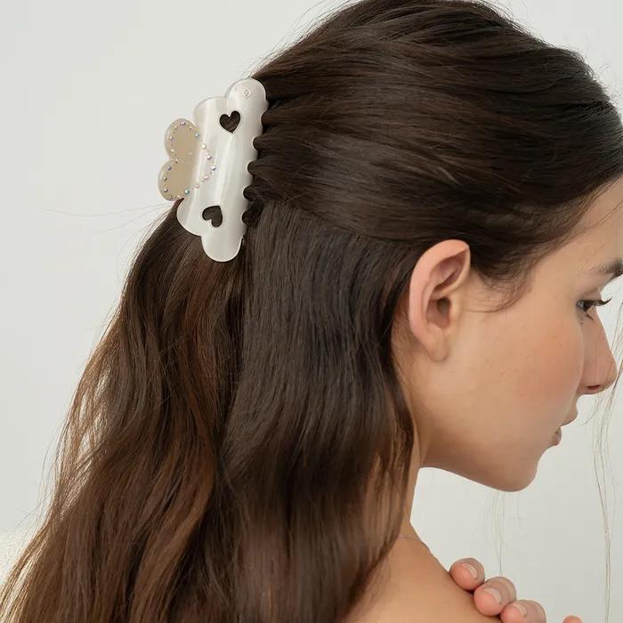 Glow Cubic Heart Hair Clip, Cherie