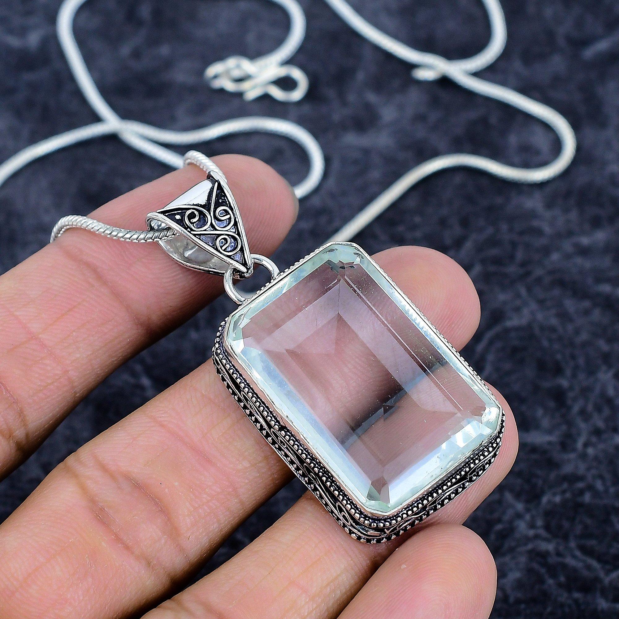 

White Topaz Gemstone Handmade 925 Sterling Silver Jewelry Pendant 2.05 M-3218