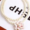 Pearl Petal Camellia Flower Double Layer Short Necklace for Women, Korean Fashion Versatile Collarbone Chain C149