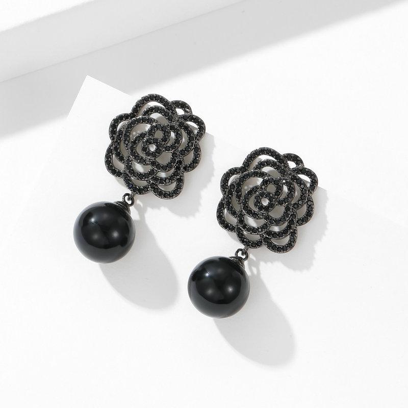 

2024 новые серебряные серьги-иглы s925 высокого класса, модные и элегантные нишевые полые серьги с розовым жемчугом