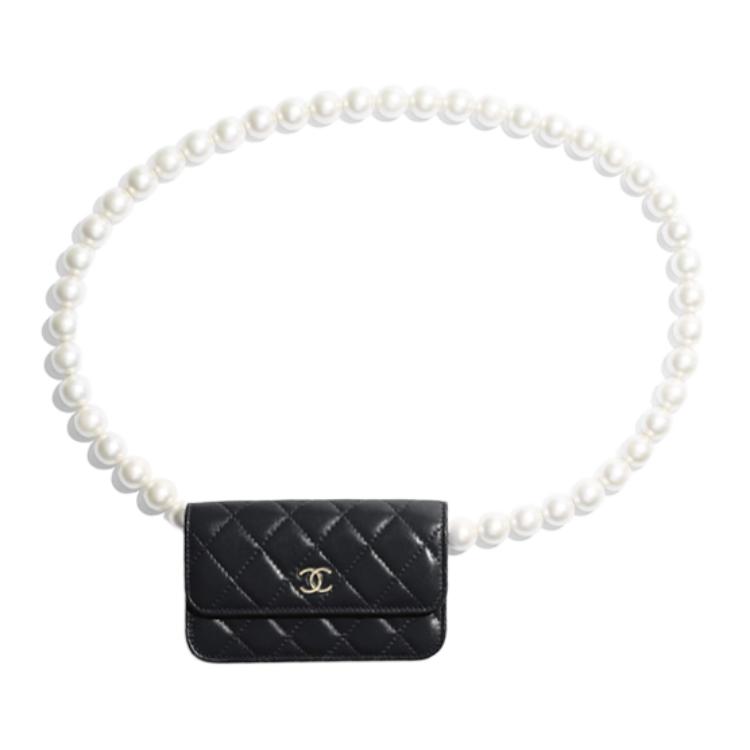 

Chanel 20k Pearl Diamond Pattern Chain Strap Cowhide Material Gold Hardware Messenger Bag Women S Black Gift Set(Basic Set+Box+Shopping Bag) чорний
