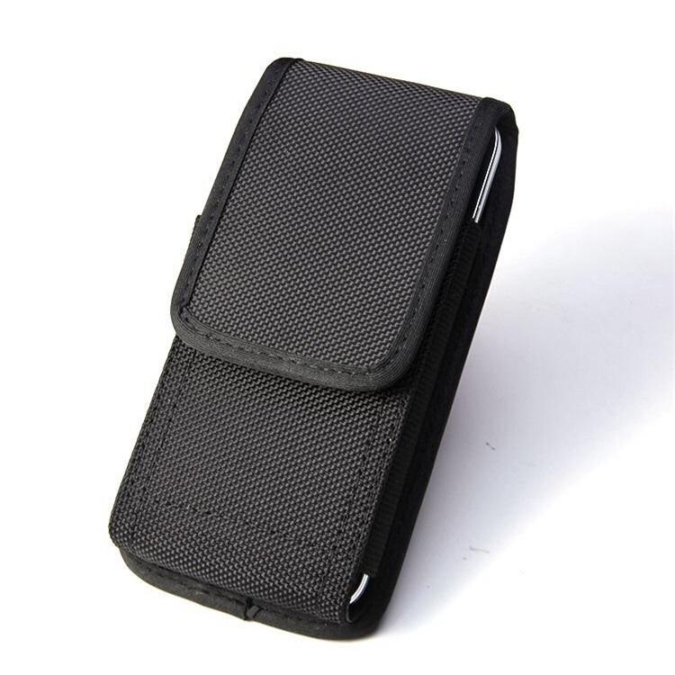 

Nylon Outdoor Sports Phone Bag with Carabiner - Oxford Cloth & Leather Tactical Waist Case. XXL (Fits phones up to 17 cm) чёрный