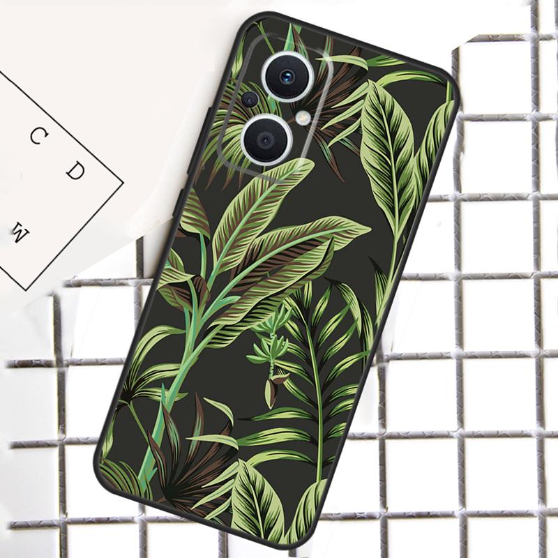 Tropical Leaf Pattern Phone Case For OPPO Reno 8T 7 8 Lite 14F 14 13 12 11 F 10 Pro OPPO Find X8 X6 X5 Pro Cover