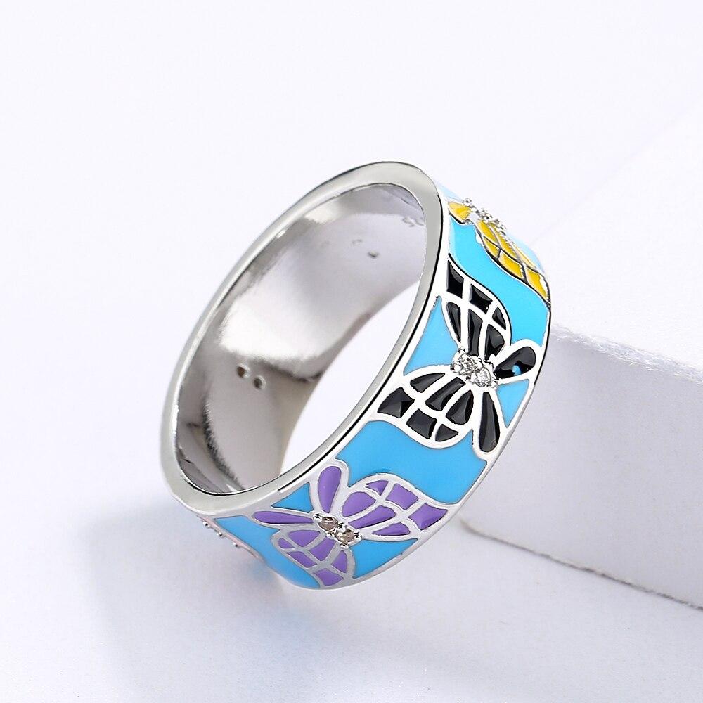 Creative Ring for Women Butterfly Shape Ring Fashion Handmade Enamel Jewelry Wedding Bride Ring Engagement Ring