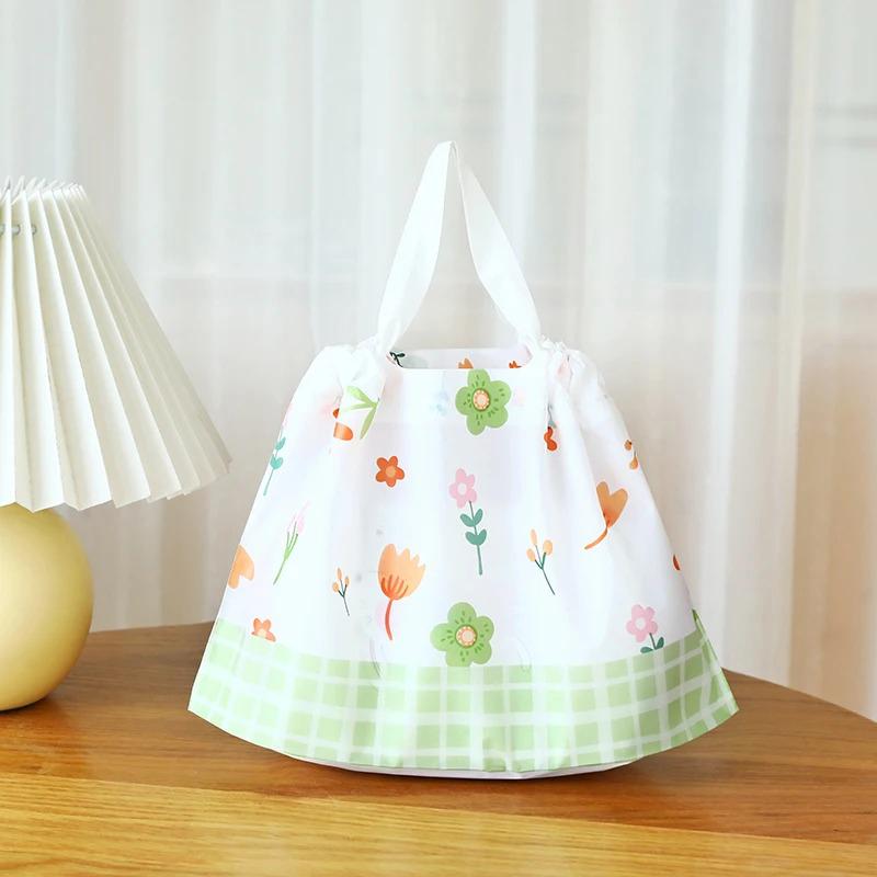 

50 шт., сумка на вынос с ручкой, пластиковый пакет для фаст-фуда, белый, синий, вкусные пакеты для упаковки пищевых продуктов, ланч-бокс, упаковка 30x20x10cm