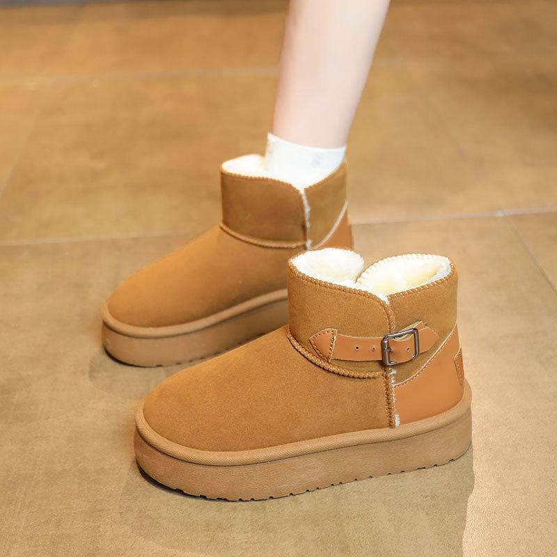 Women's Large Size Soft Sole Winter Warm Fur One Snow Boots Padded Lined Ankle Boots Anti-slip Hiking Casual Sports Cotton Boots