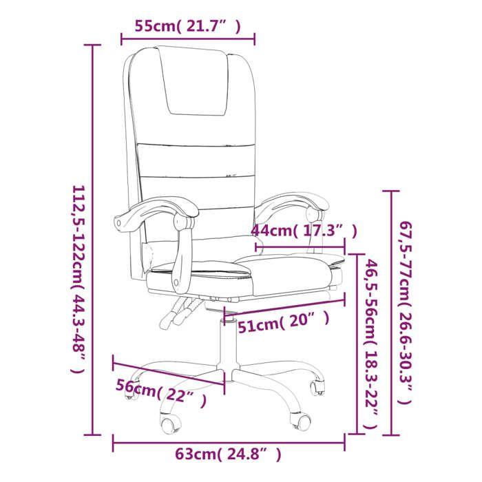 VidaXL Fauteuil de Massage Inclinable de Bureau, Chaise Pivotante avec Dossier et Repose-pied Réglables, Siège de Bureau, 349671