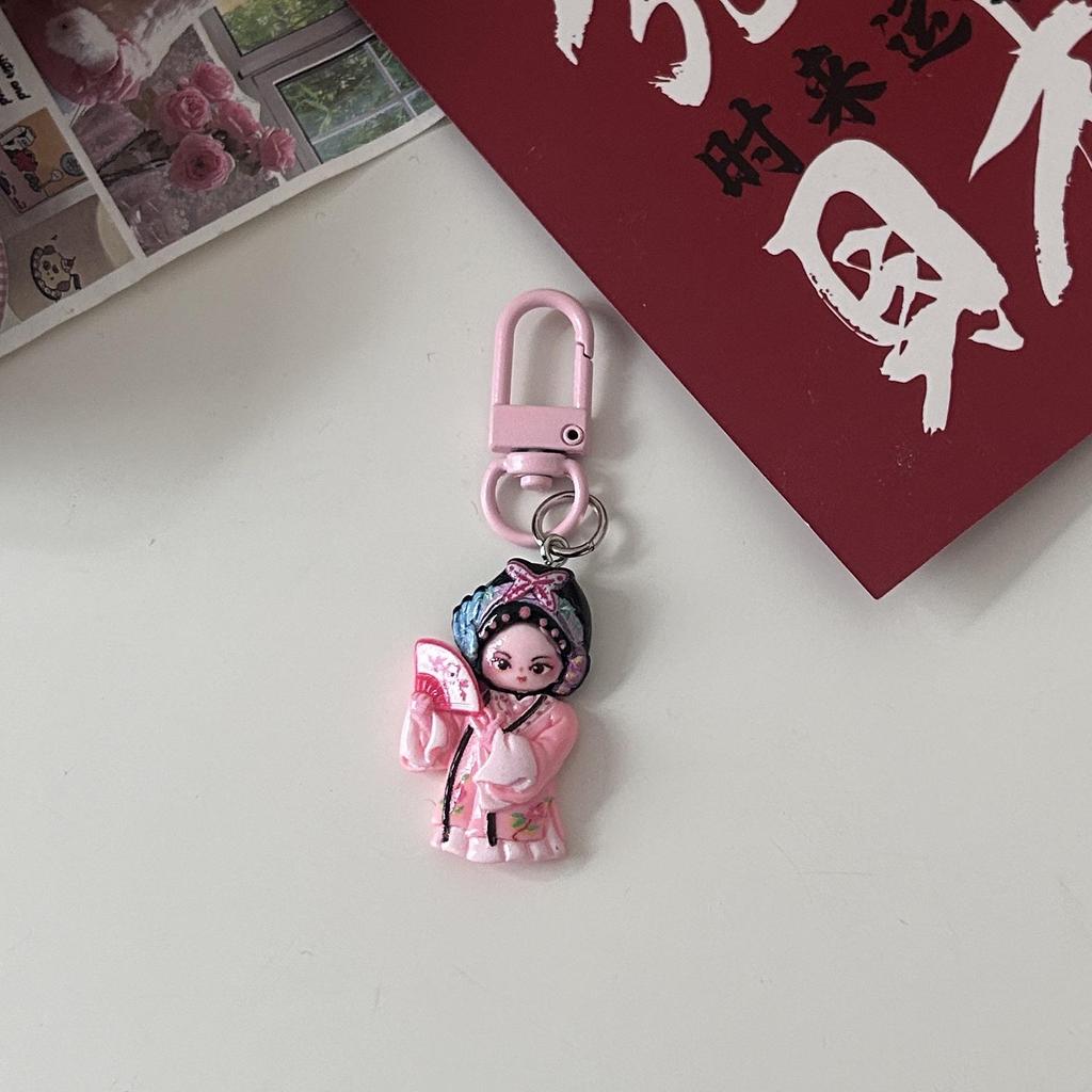 Guochao Chinese Opera Character Keychain: Trendy Cartoon Accessories Pendant for Couples & Besties