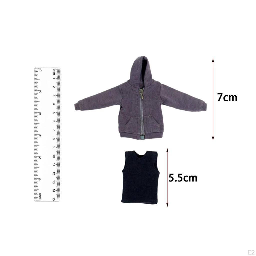 Fashion 1/12 Coat and Vest Figure Doll Clothes Outfit Suit Cloth Miniature Clothing Accs for 6 Inch
