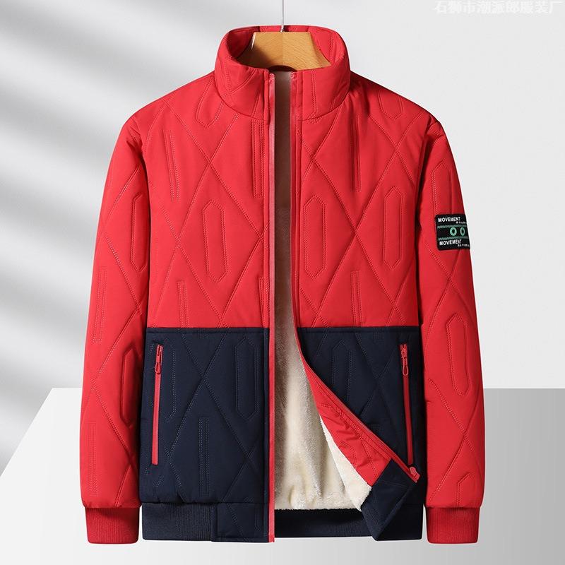 New men's autumn and winter velvet cotton-padded jacket trendy fashion thickened cotton clothes couple baseball collar jacket