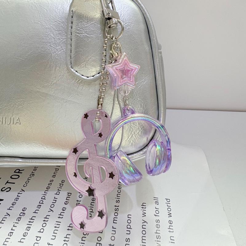 1 buc Y2K Note Muzicale Stea Căști Cheiță cu Mărgele Creativă Mini Pandantiv Căști Breloc Șnur Pereche Lanț Chei