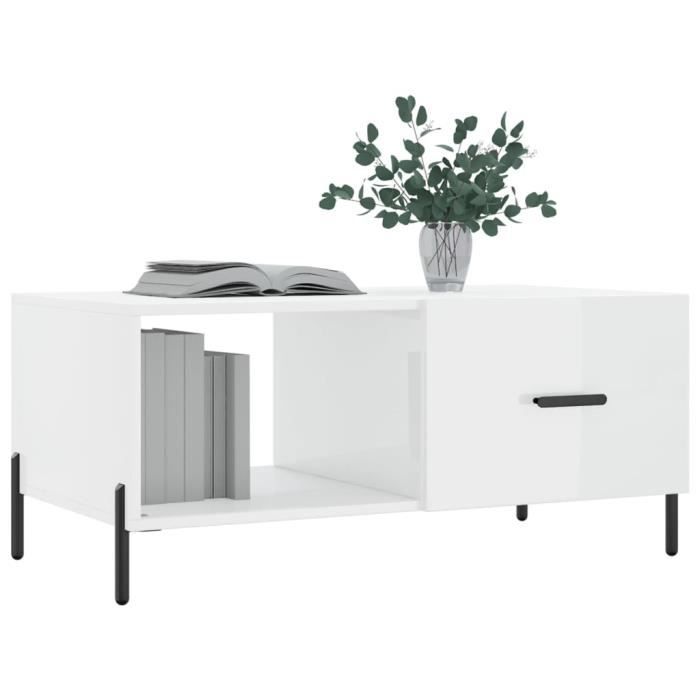 VidaXL Table basse Blanc brillant 90x50x40 cm Bois d'ingénierie 829222