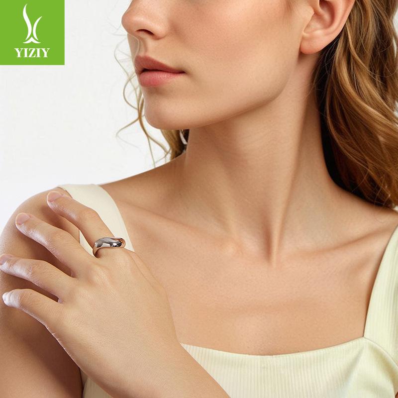 Design Wavy Smooth Open Ring, Exaggerated And Unique Personality Light Luxury Copper Jewelry