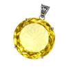 Laborodlad 124 ct Gul Safir Hänge Rund Ädelsten 925 Sterling Silver