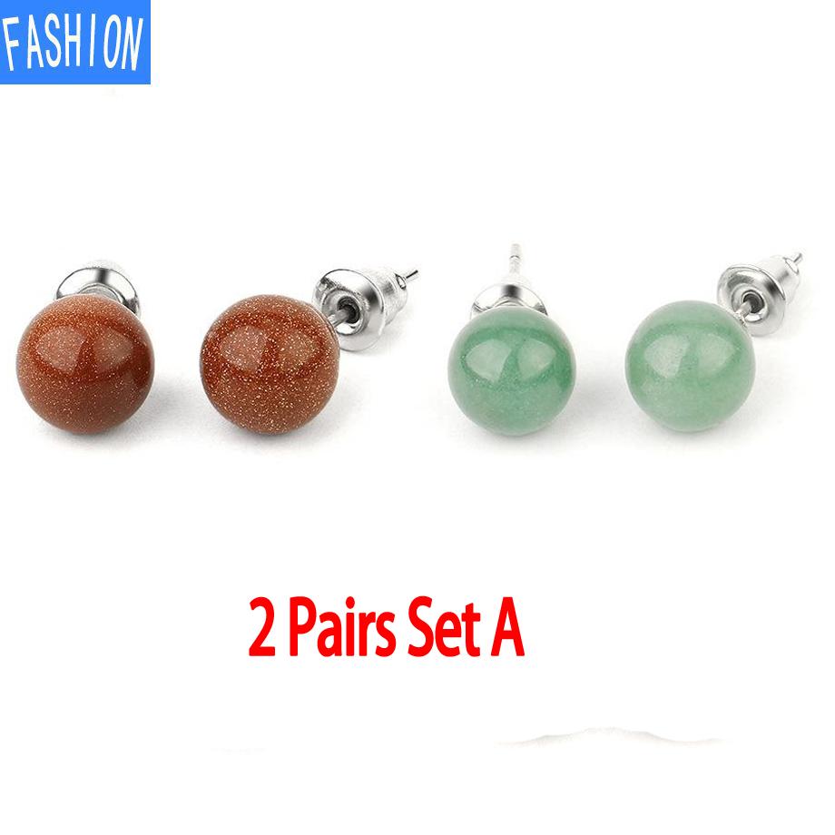 

Креативные милые серьги с натуральными кристаллами в горошек, простые европейские и американские серьги, женские оригинальные серьги-брелки SetA