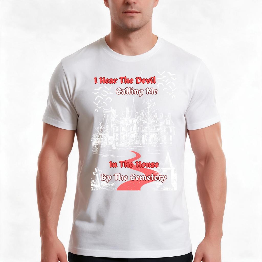 By The Cemetery Tshirt Summer Casual Cotton Tee Oversized Streetwear Tops Vintage Graphic Print Loose Fit Short Sleeve