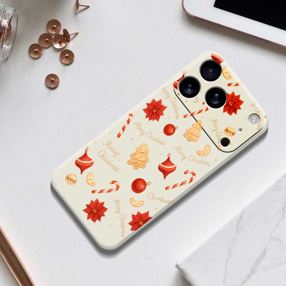 For iPhone 17 Pro Max Case Christmas Big Candy Pattern Printing Straight Edge TPU Phone Back Cover