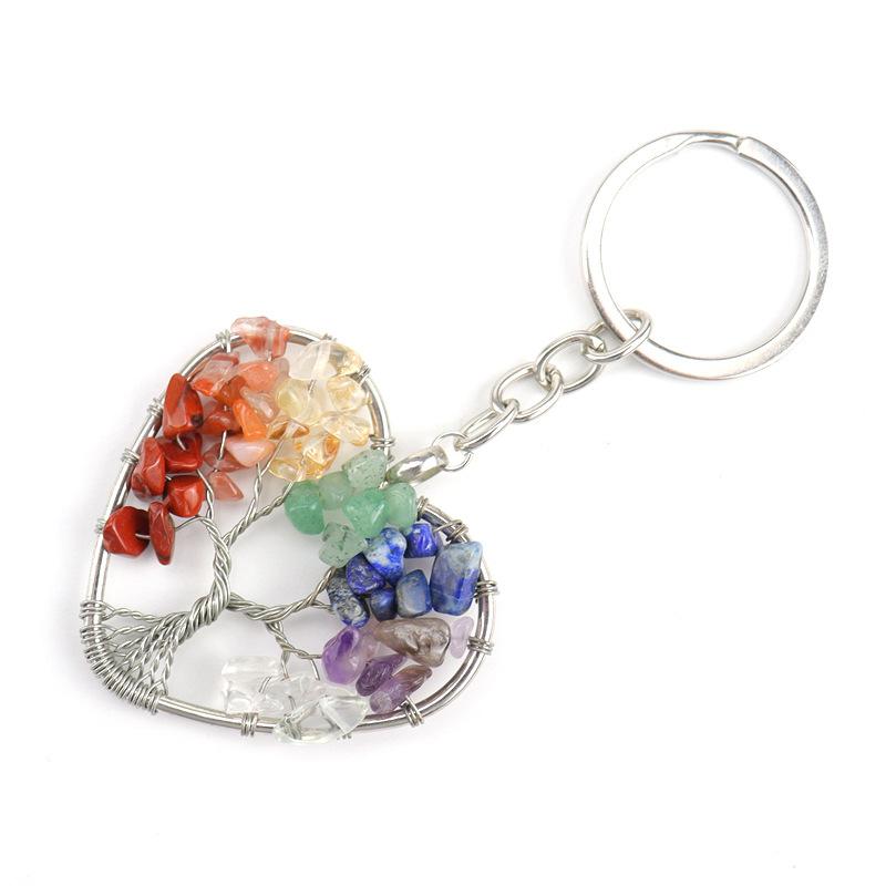 

Crystal Gravel Peach Heart Tree Of Life Keychain Heart Bag Pendant K06 Graduation Gift Car Key