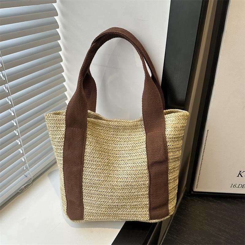 Fashion Trendy Casual Simple Summer New Woven Bag for Women Niche Large Capacity Retro Casual Shoulder Bag