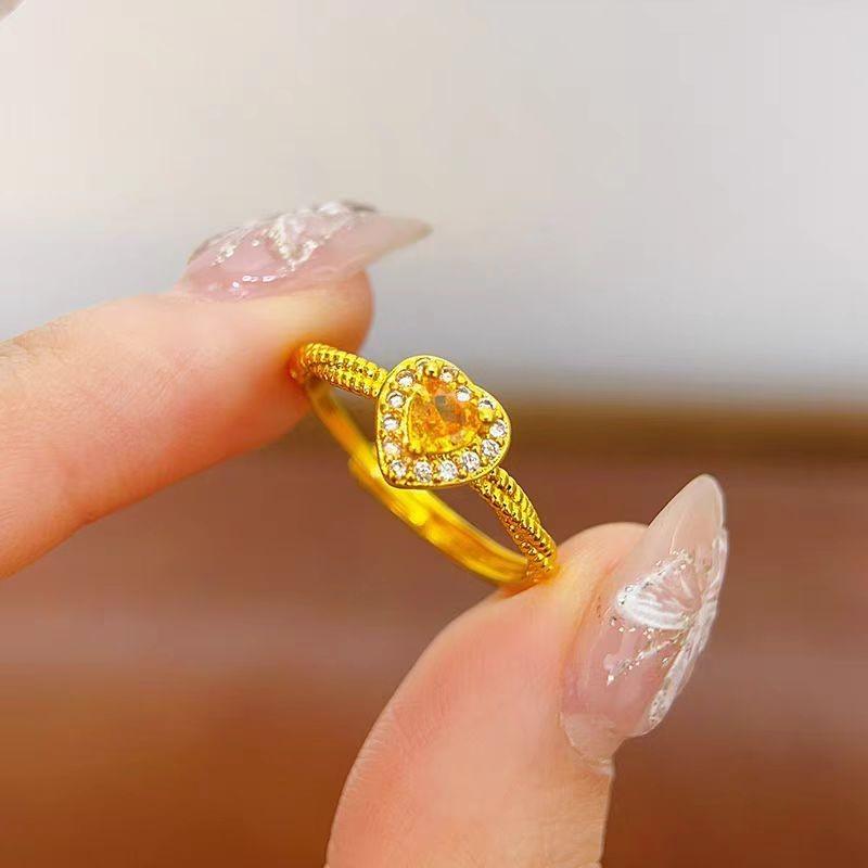Heartshaped Fashionable Yellow Sugar Ring With Stunning Sparkle For Women Modern