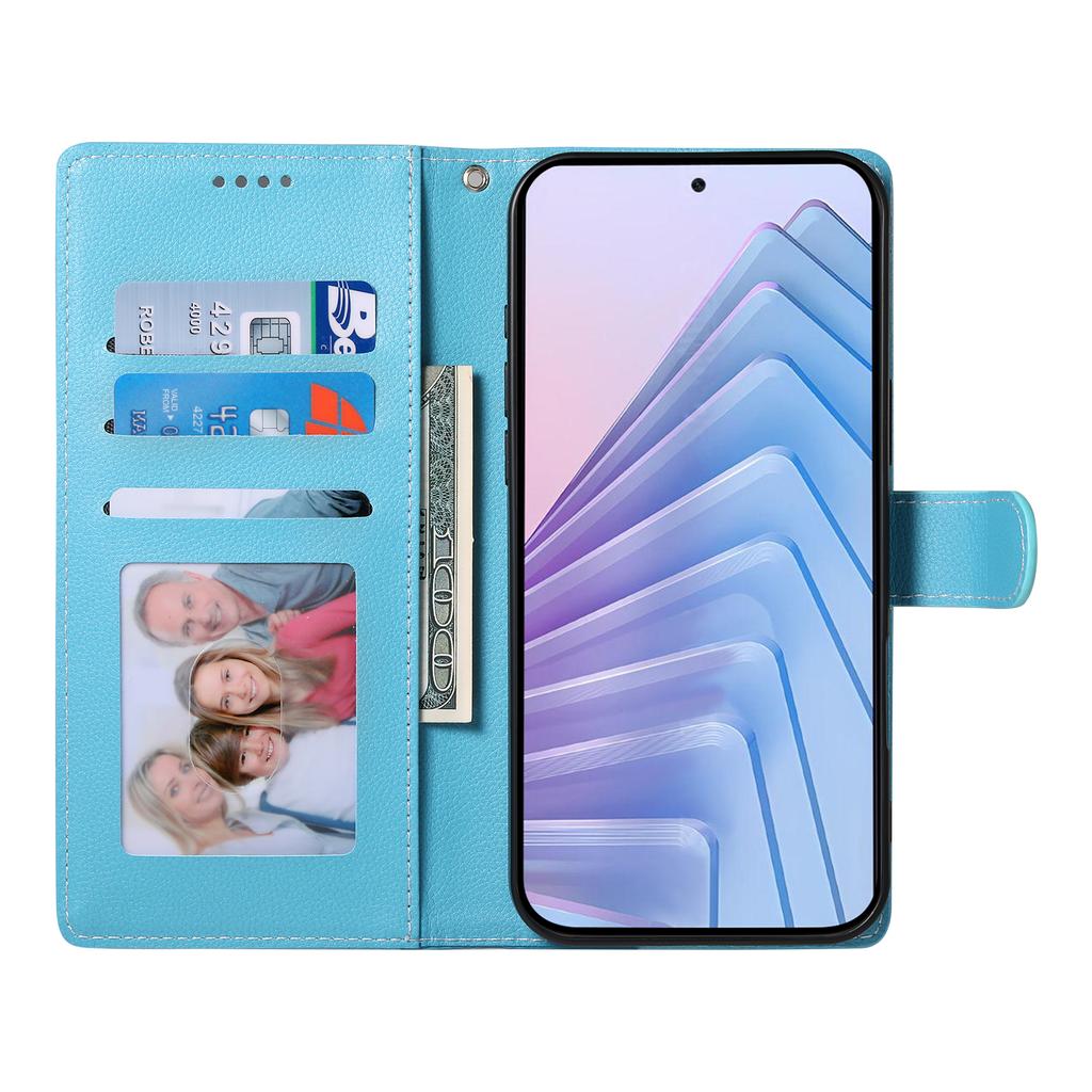 For Xiaomi Redmi 15C 5G (EU) (173mm)/4G (EU) (173mm) Case Magnetic Snap Litchi Texture Leather Wallet Phone Cover with Wrist Strap