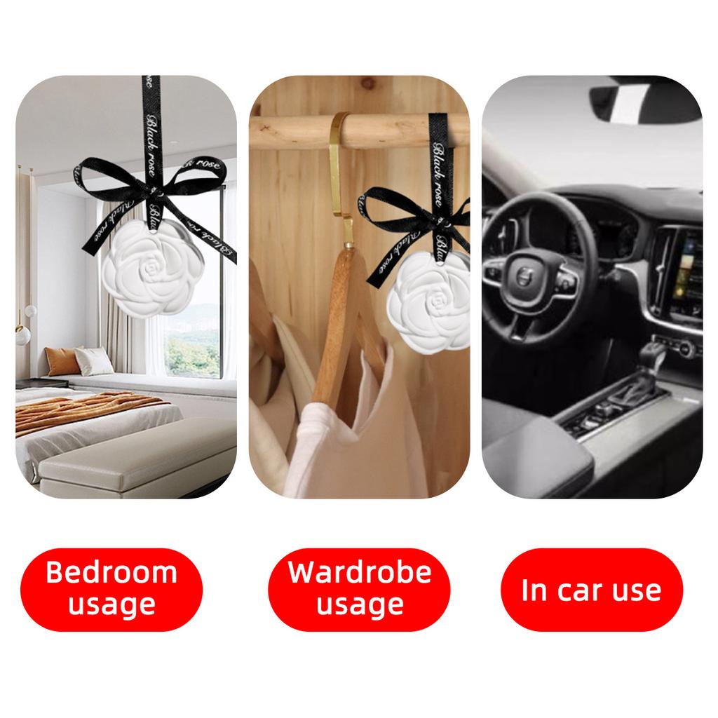 Indoor Ceramic Stone Fragrance Diffuser Hanging for Home Use Solid Light Car Aromatherapy Camellia Pendant Decoration