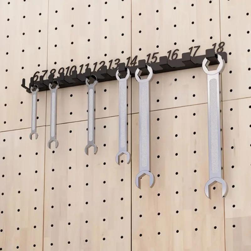 Workshop Wrench Storage Rack 6-18,19-32,6-32 Labeled Slots Option Heavy Duty Metal Wall Mount Organizers For Tools